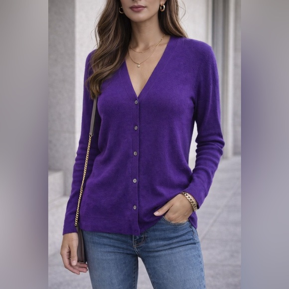 Prada Deep Purple Women's Cashmere Blend Cardigan
